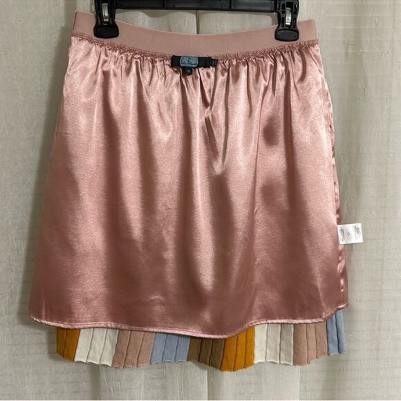 Anthro M Eva Franco Color Block Ribbed Metallic Stripes Knit Knee Length Skirt - Picture 9 of 12